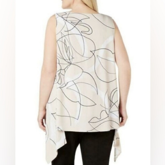 Alfani Beige Printed Sleeveless Trapeze Top - Picture 6 of 7